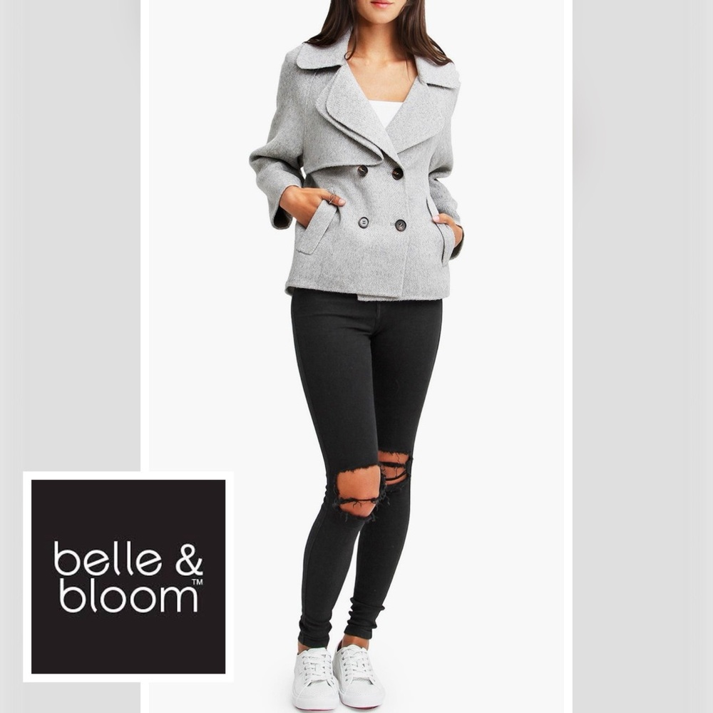 Belle & Bloom “I’m Yours” Gray Wool Blend Double-Breasted Peacoat